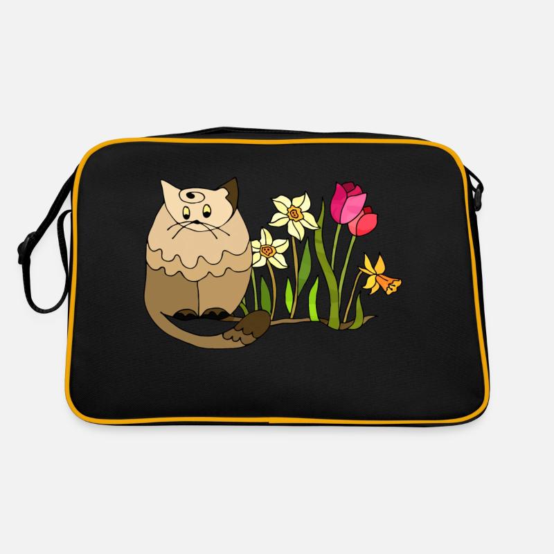 Katze - Retro Tasche - Schwarz/Gold