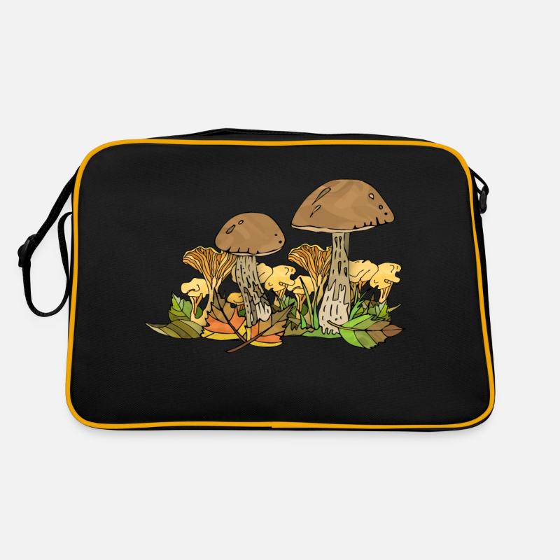 Pilze - Retro Tasche - Schwarz/Gold