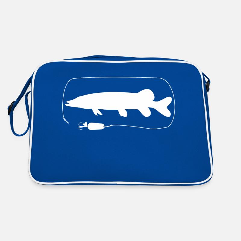 Hecht mit Löffelblinker Retro Tasche