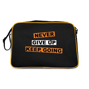 Never Give up keep going saying lettering - Retro Bag - black/gold - Back