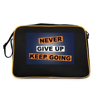 Never Give up keep going saying lettering - Retro Bag - black/gold - Back