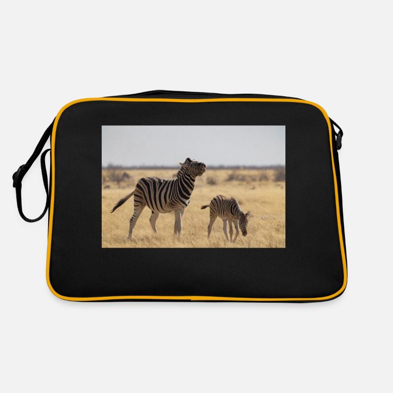 Zebras - Retro Tasche - Schwarz/Gold