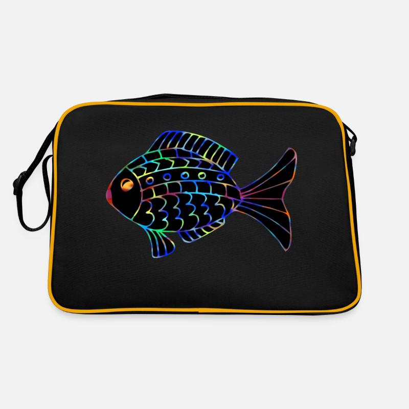 Fisch - Retro Tasche - Schwarz/Gold