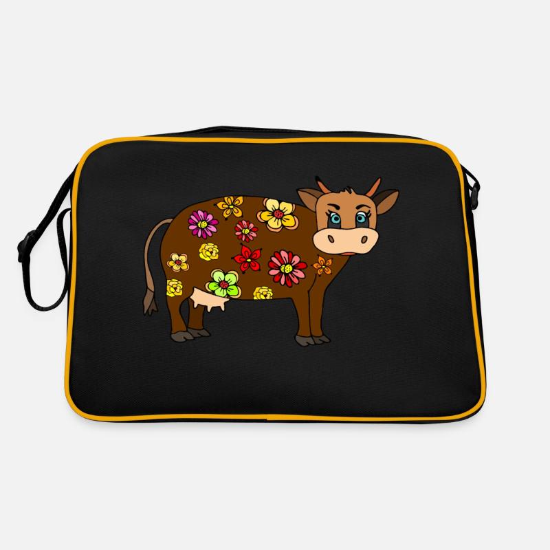 Kuh - Retro Tasche - Schwarz/Gold