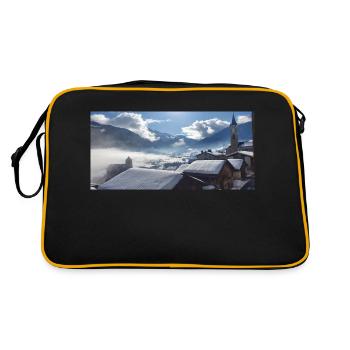 Winter Panorama - Retro Tasche - Schwarz/Gold - Hinten