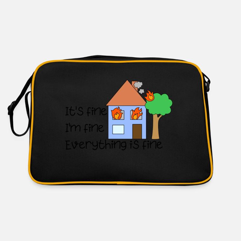 Lustiges Zitat It's Fine Everything Is Fine on Fire Retro Tasche