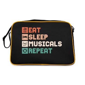 Eat Sleep Musicals Repeat Theater Singing - Retro Tasche - Schwarz/Gold - Hinten