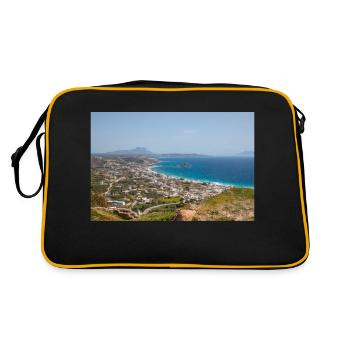 Landscape view of Castle of Kefalos Kos Island - Retro Bag - black/gold - Back