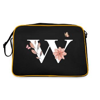 Letter w Wildflowers Watercolors - Retro Bag - black/gold - Back