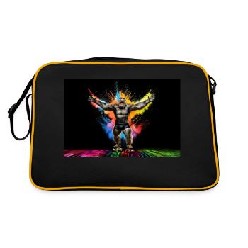 Gorilla auf Rollschuhen im Disco Ambiente - Retro Tasche - Schwarz/Gold - Hinten