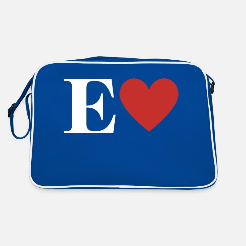 Letter e red heart Retro Bag