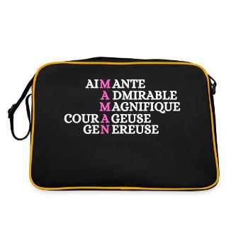 loving mom admirable beautiful brave - Retro Bag - black/gold - Back