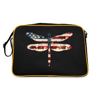 Drapeau américain Libellule patriotique 4 juillet - Sac Retro - noir/or - Dos