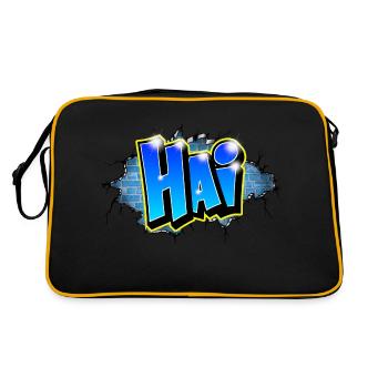 Graffiti HAI Blue Brick Cracks - Retro Bag - black/gold - Back