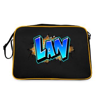 Graffiti LAN Cracks Bricks Yellow - Retro Bag - black/gold - Back