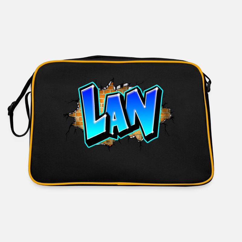 Graffiti LAN Risse Ziegel Gelb Retro Tasche