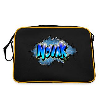 Graffiti NOVAK cracks Birthday Gift child - Retro Bag - black/gold - Back