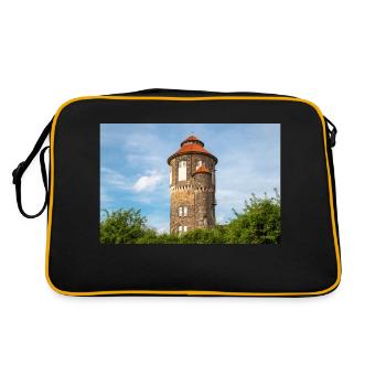 Wasserturm Bahnwasserturm Osnabrück - Retro Tasche - Schwarz/Gold - Hinten