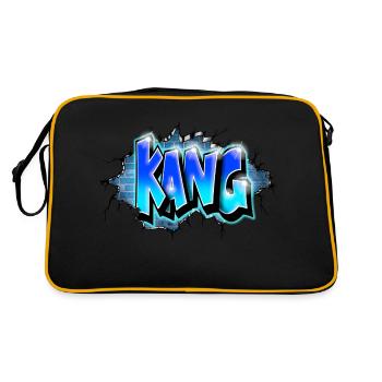 KANG GRAFFITI NAME PRINT Blau - Retro Tasche - Schwarz/Gold - Hinten