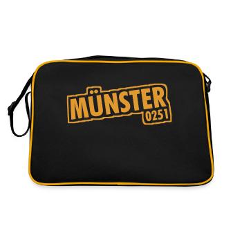 Münster 0251 Vorwahl Telefon NRW - Retro Tasche - Schwarz/Gold - Hinten