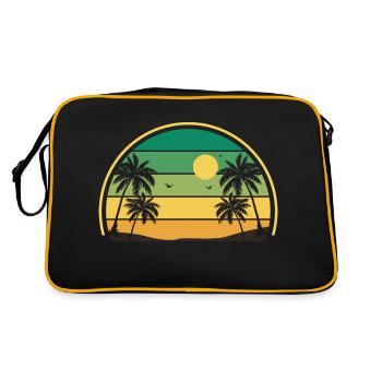 Retro Sommer Sonnenuntergang - Retro Tasche - Schwarz/Gold - Hinten
