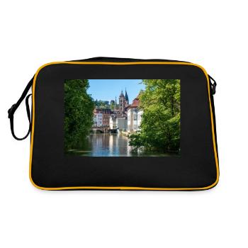 Cityscape of Esslingen am Neckar from Agnesbrücke - Retro Bag - black/gold - Back
