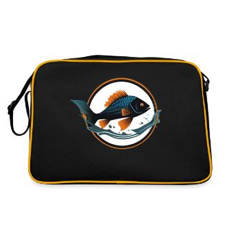 Fisch im Wasser - Retro Tasche - Schwarz/Gold - Hinten