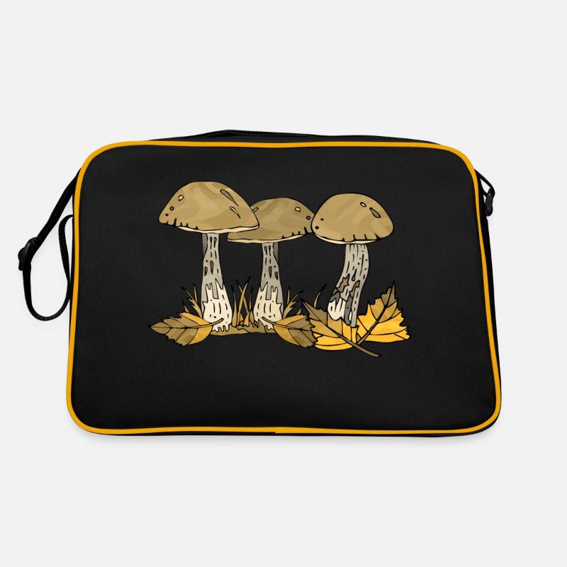 Pilze - Retro Tasche - Schwarz/Gold