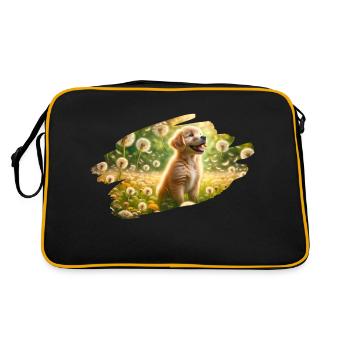 Golden Retriever puppy joy - Retro Bag - black/gold - Back