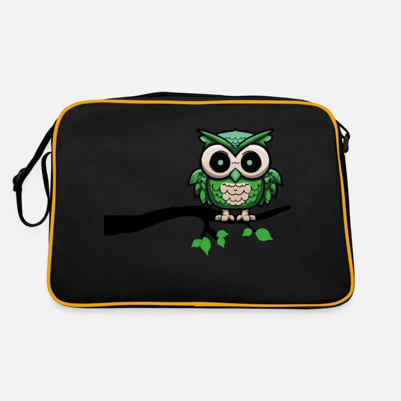 eule owl nachteule - Retro Tasche - Schwarz/Gold