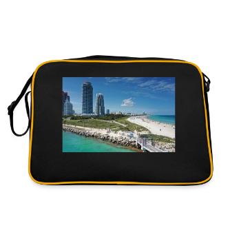 Miami Beach Piermit Wolkenkratzer - Retro Tasche - Schwarz/Gold - Hinten