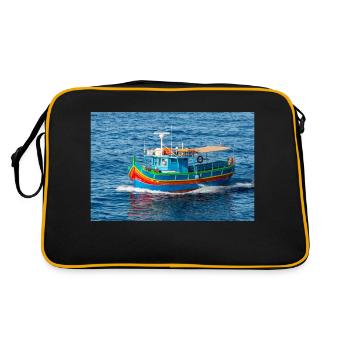 Malta traditionelles Fischerboot Luzzu - Retro Tasche - Schwarz/Gold - Hinten