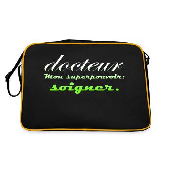 Docteur médecin infirmier sante blouse blanche - Sac Retro - noir/or - Dos