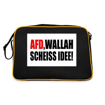 Afd wallah scheiss idee - Retro Tasche - Schwarz/Gold - Hinten