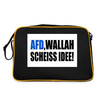 Afd wallah scheiss idee - Retro Tasche - Schwarz/Gold - Hinten