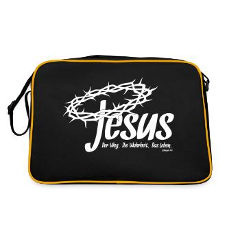 Jesus - Weg Wahrheit Leben - Johannes 14:6_01 - Retro Tasche - Schwarz/Gold - Hinten
