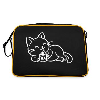 chillin tea cat - Retro Tasche - Schwarz/Gold - Hinten