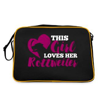 Chien / Rottweiler: Cette fille aime son Rottweiler - Sac Retro - noir/or - Dos
