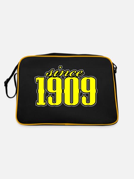 since 1909 (yellow) - Retro Tasche - Schwarz/Gold - Hinten