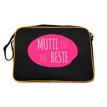 Mutti ist die Beste 2c - Retro Tasche - Schwarz/Gold - Hinten