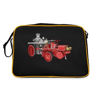 Retro fire engine, fire department - Retro Bag - black/gold - Back