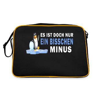 eisbaden pinguin motivation winterbader minus kalt - Retro Tasche - Schwarz/Gold - Hinten
