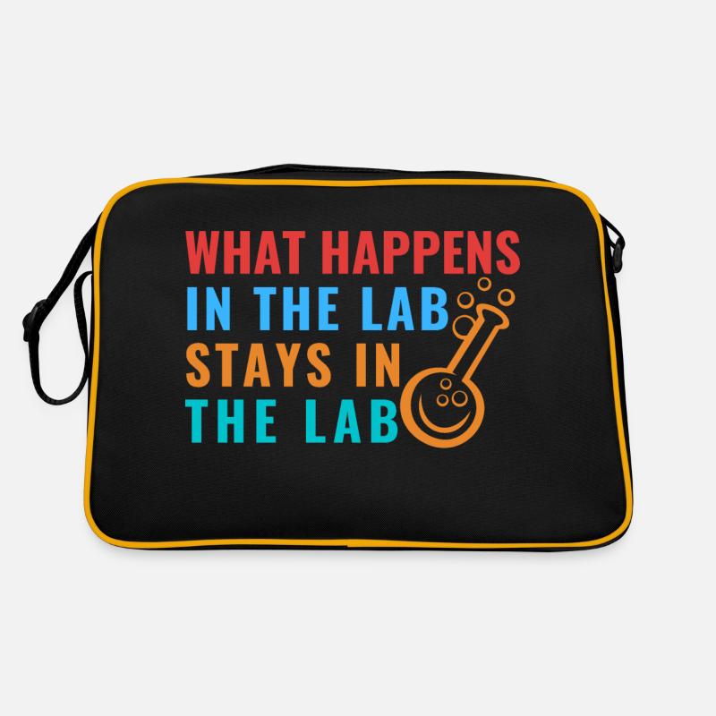 WAS IM LABOR PASSIERT, BLEIBT IM LABOR - LABTECH - Retro Tasche - Schwarz/Gold