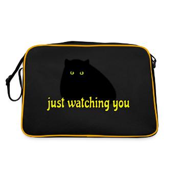 black cat is watching you - Retro Tasche - Schwarz/Gold - Hinten