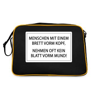 Menschen mit einem Brett vorm Kopf - Retro Tasche - Schwarz/Gold - Hinten