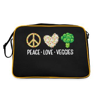 Paix Amour Légumes Végétalien Drôle Véganisme - Sac Retro - noir/or - Dos