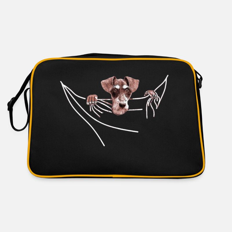Dackel Jagdhund in der Tasche - Retro Tasche - Schwarz/Gold