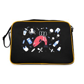 Kunststoffstopp - Retro Tasche - Schwarz/Gold - Hinten