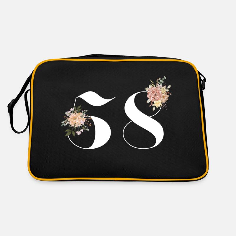 58e anniversaire fleuris (Cadeau de 58 ans) - Sac Retro - noir/or