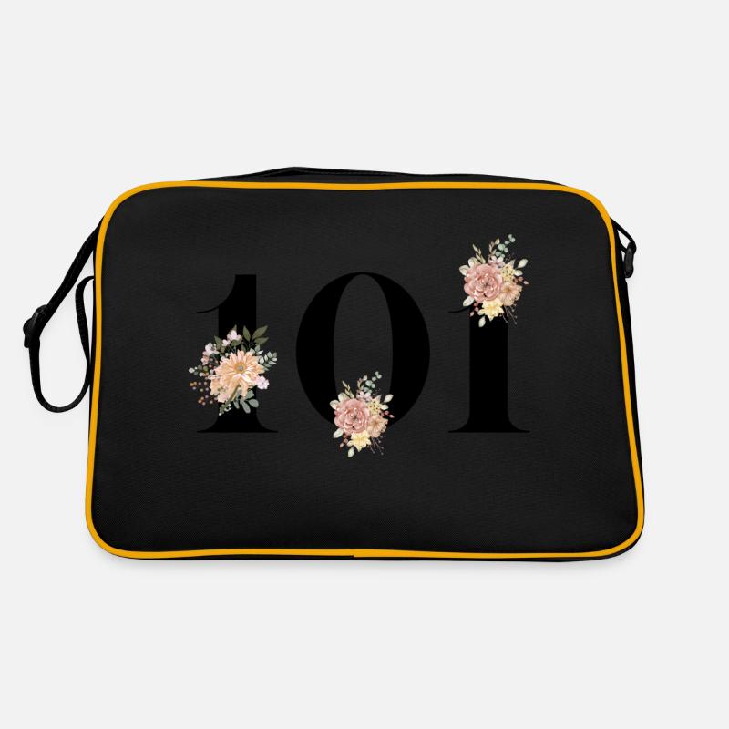 101e anniversaire fleuris (Cadeau de 101 ans) - Sac Retro - noir/or
